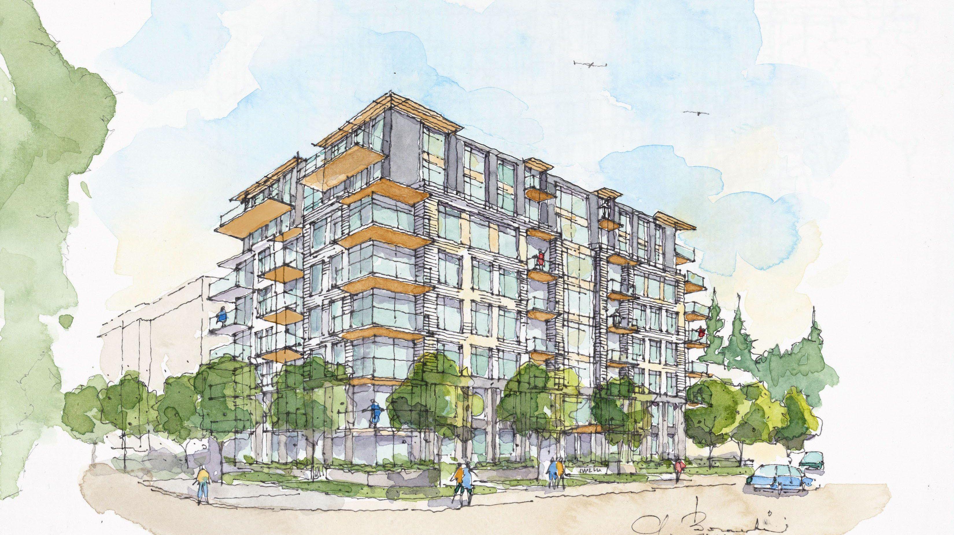 Sketch Rendering Facade Looking North East 2